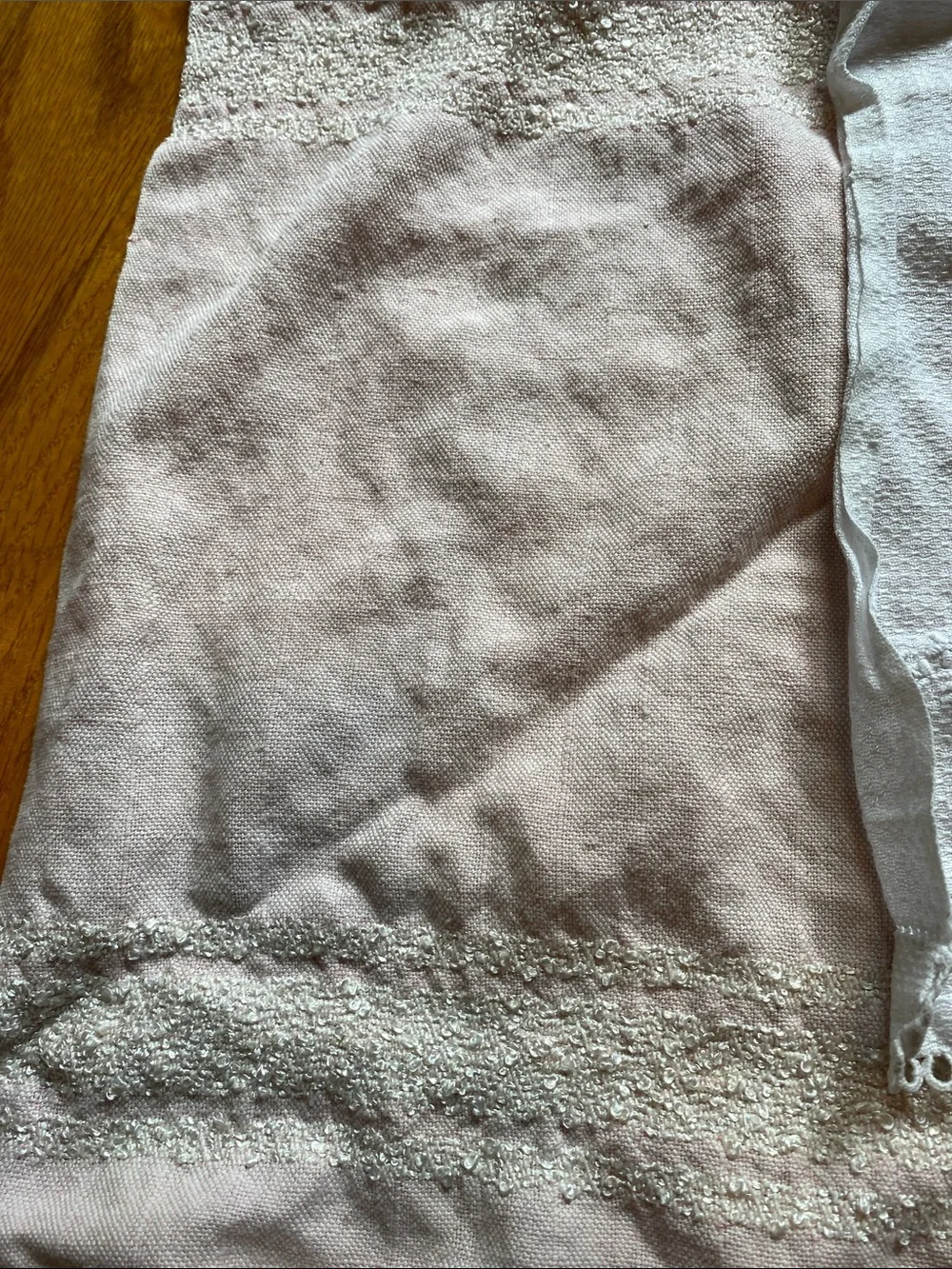 Set of Three Vintage Cotton Hand Towels - Pastel Pink, White, Mint